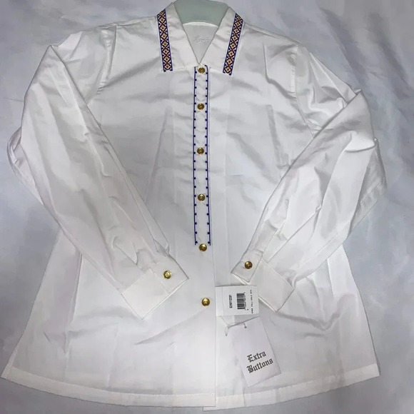 Women's FOXCROFT formal shirt cotton office, work wear embroidered size 8 - Picture 4 of 7